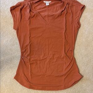 Athleta Orange Fitted Cap Sleeve Blouse